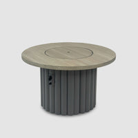 Reverie 42-inch, Smokey Oak top / Charcoal Grey base — included burner cover in place