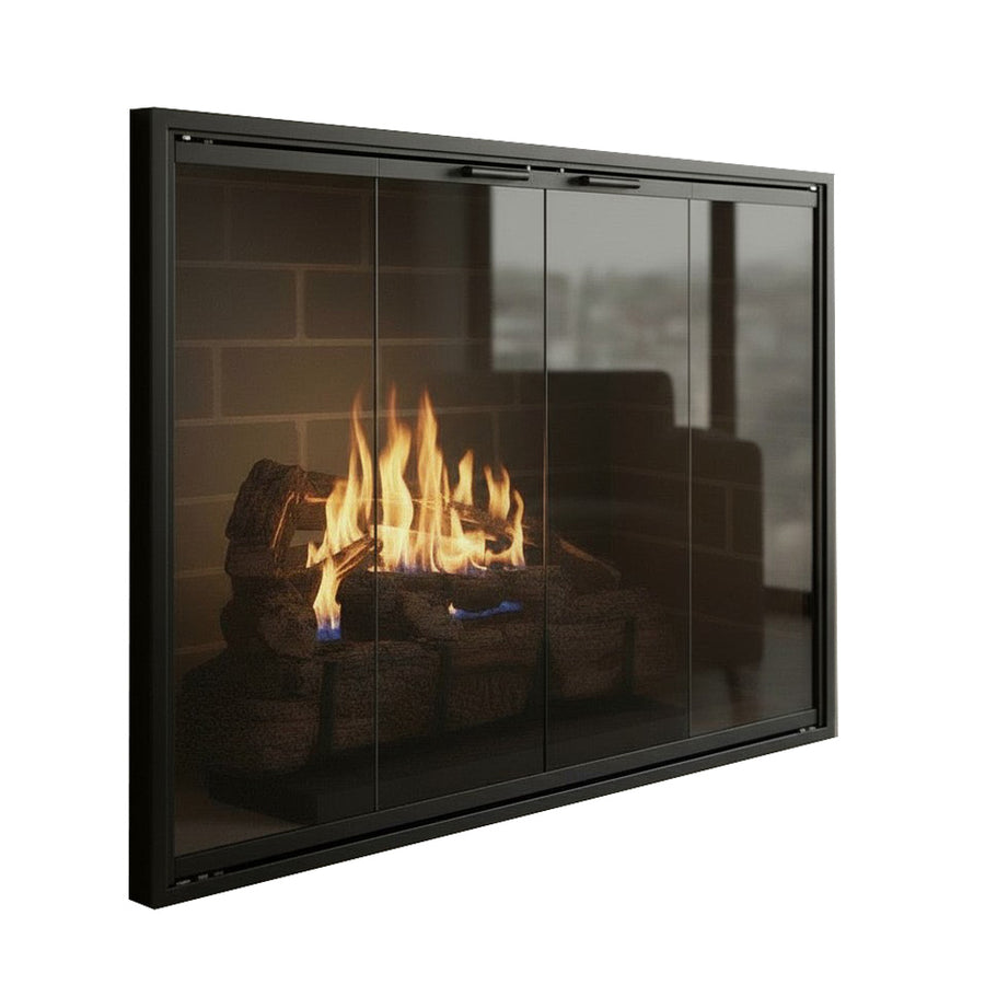 Stilettos // Inside Fit // Matte Black // 24" W x 24" H // Simplicity Handles // Cabinet Style // Mesh Curtains