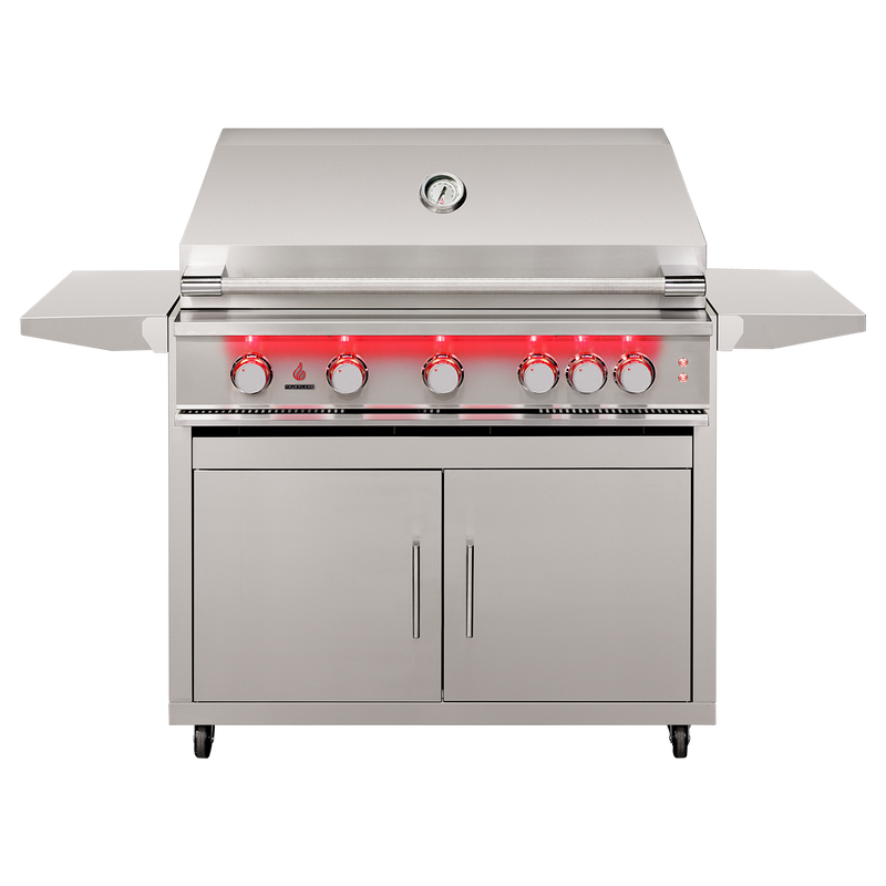 TrueFlame TF40 gas grill with CART-TF-40DC stainless steel cart