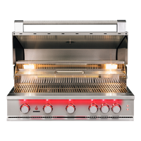 TrueFlame 40-Inch Built-In Gas Grill — manufacturer open-hood view