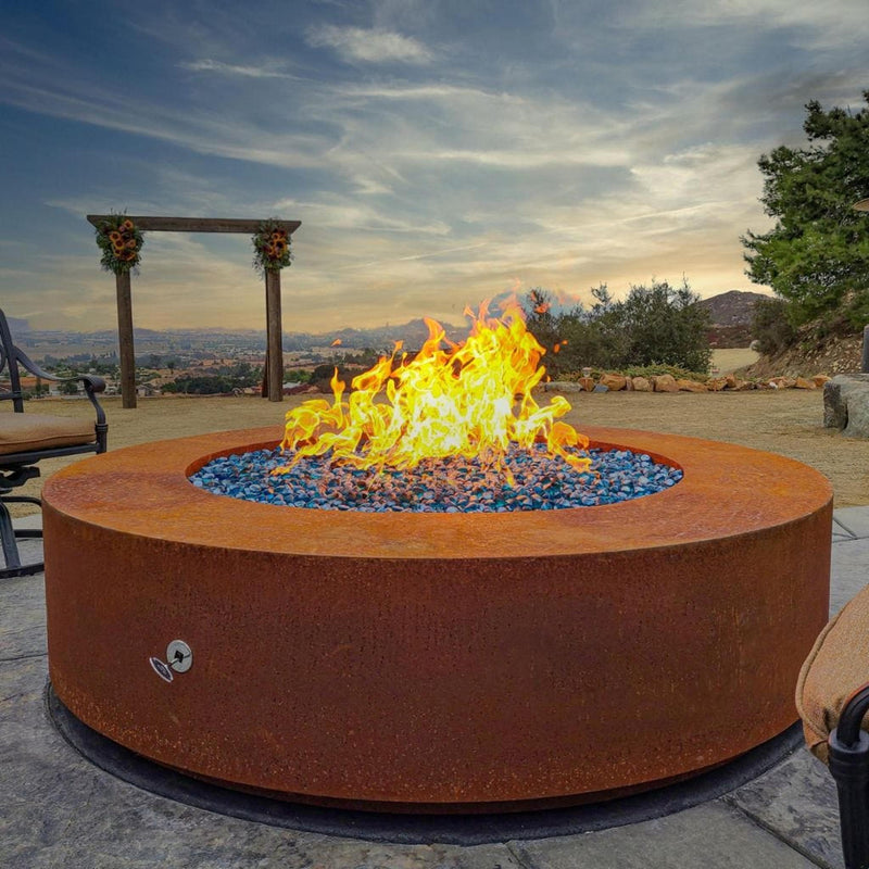 The Outdoor Plus 72" Unity Hammered Copper Round Fire Pit – Plug & Play Electronic Ignition – Natural Gas