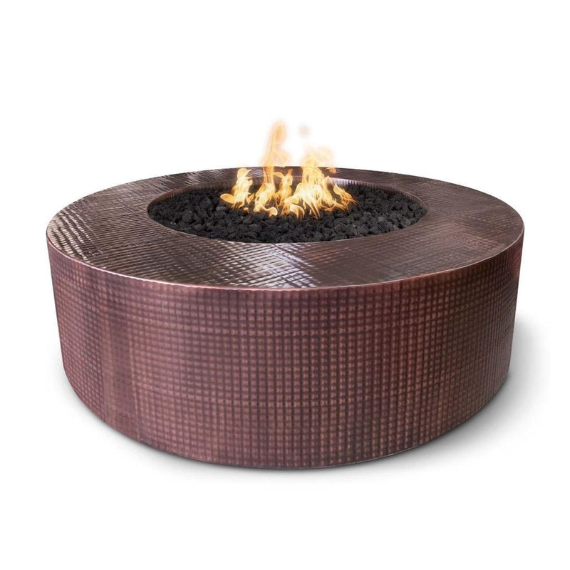 The Outdoor Plus 72" Unity Hammered Copper Round Fire Pit – Plug & Play Electronic Ignition – Natural Gas