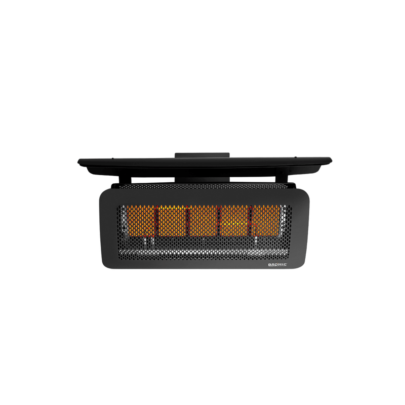 Bromic Tungsten Gas Heat Deflector — Tungsten Gas 500; manufacturer installation illustration, heater sold separately