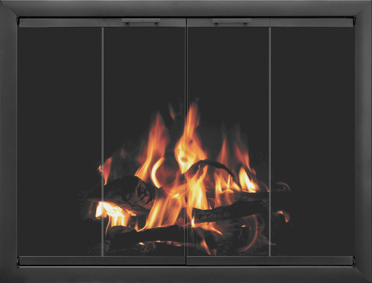 Wheatland - Custom Masonry Fireplace Glass Doors by Stoll Industries