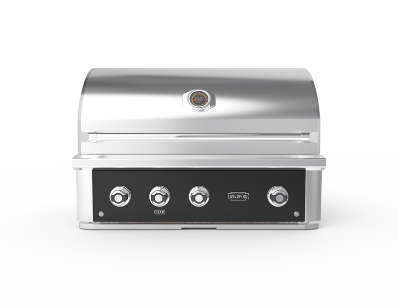 Wildfire Ranch Pro 36-Inch Built-In Gas Grill — black stainless steel fascia