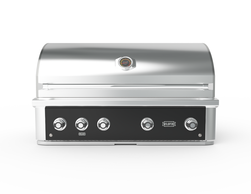 Wildfire Ranch Pro 42-Inch Built-In Gas Grill — black stainless steel fascia