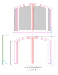 Custom Arched Fireplace Screen with operable doors / Classic Bronce Finish / Square Handles