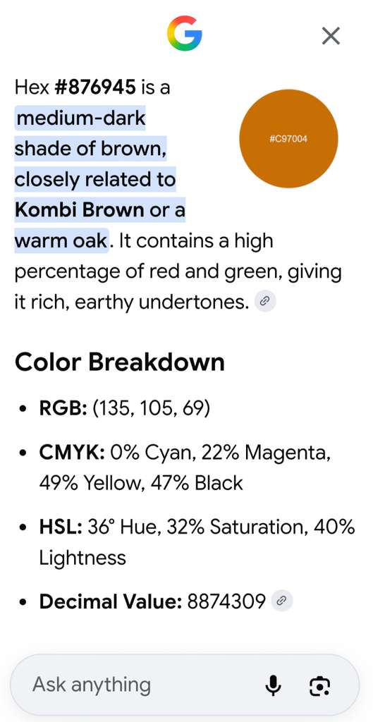 Custom LH Sample : Teak color match