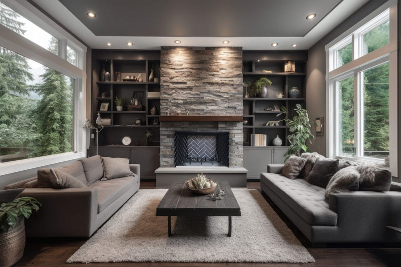 American Hearth Hamilton family — manufacturer installation photograph showing separately sold lining and finishes