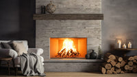 American Hearth Hamilton family — manufacturer installation photograph showing separately sold lining and finishes