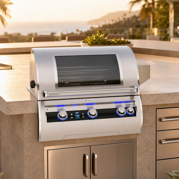 Fire Magic Echelon Diamond E660i 30-Inch Built-In Natural Gas Grill with Digital Thermometer, Rotisserie & Magic View Window — lifestyle