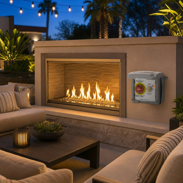 American Fyre Designs Manhattan 59" Outdoor Gas Fireplace — lifestyle