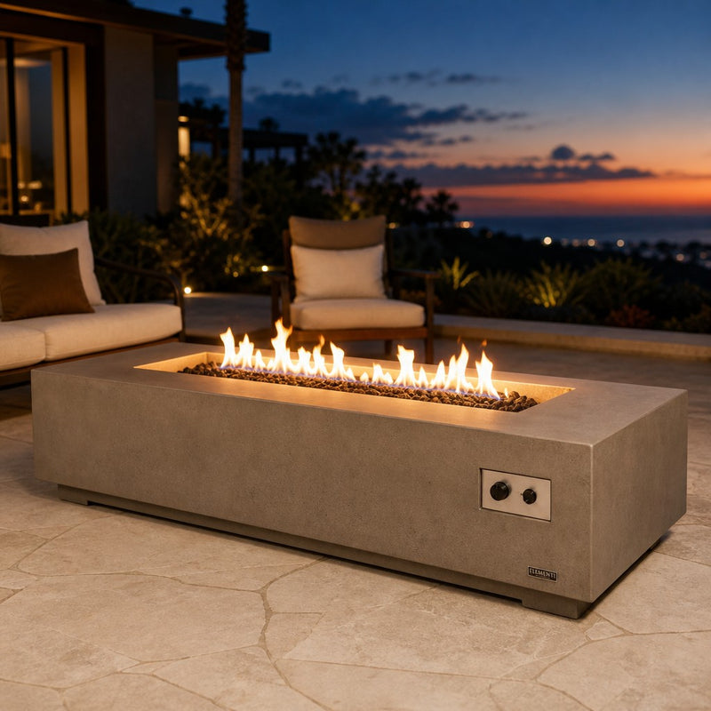 American Fyre Designs Legend Long 72" Firetable — lifestyle