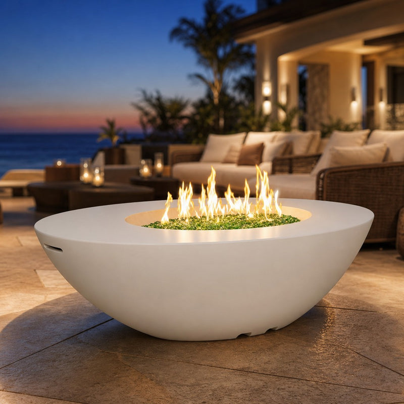 American Fyre Designs Calais 60" Oval Gas Fire Table — lifestyle
