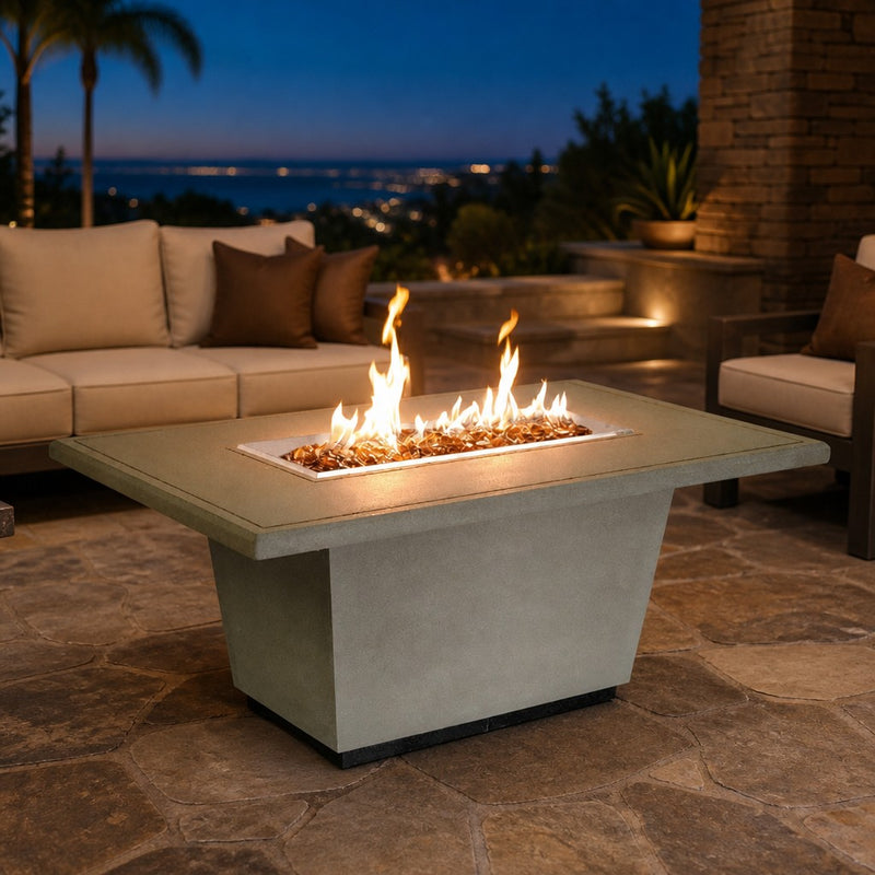 American Fyre Designs Cosmopolitan 54" Rectangle Gas Fire Table — lifestyle