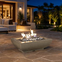 American Fyre Designs Bordeaux 50" Rectangle Gas Fire Bowl — lifestyle