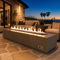 American Fyre Designs Contempo Long LP Select Fire Table 76" - Light Basalt — lifestyle