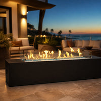 American Fyre Designs Milan 72" Low Linear Gas Fire Table — lifestyle