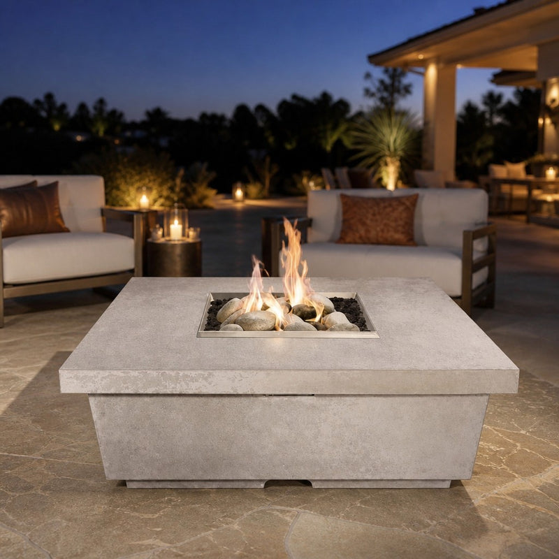 American Fyre Designs Contempo Square 44" Gas Fire Table — lifestyle