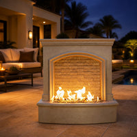 American Fyre Designs Small Firefall Gas Fire & Water Feature - Cafe Blanco — lifestyle
