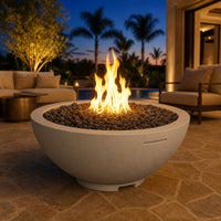 American Fyre Designs 32" Round Fire Bowl - Smoke, Electronic Ignition (Natural Gas) — lifestyle