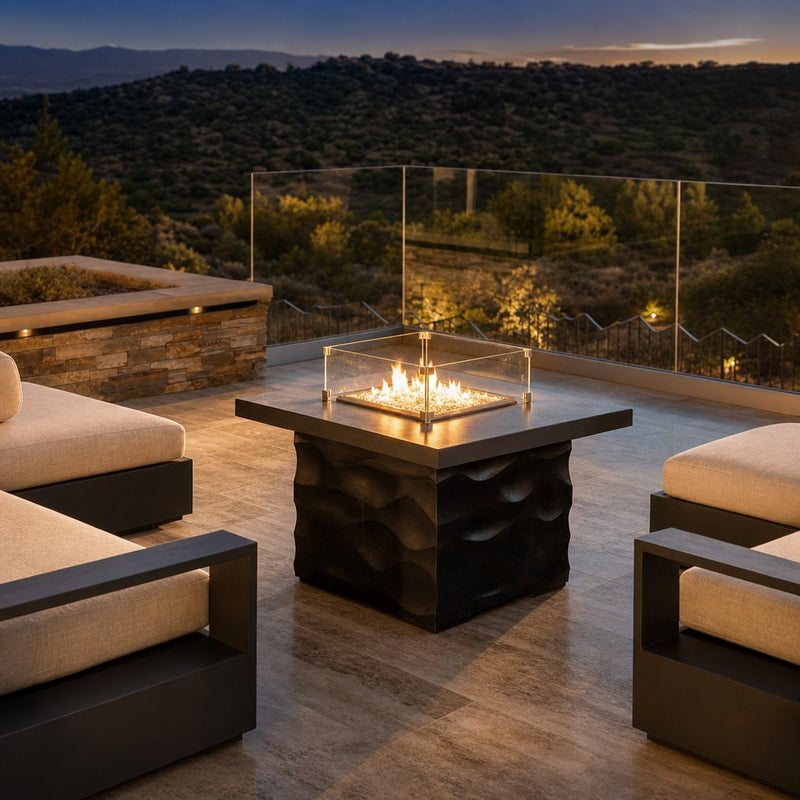 American Fyre Designs Voro 36" Square Gas Fire Table — lifestyle