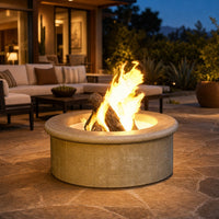 American Fyre Designs El Dorado 39" Round Gas Fire Pit - Light Basalt, Natural Gas — lifestyle