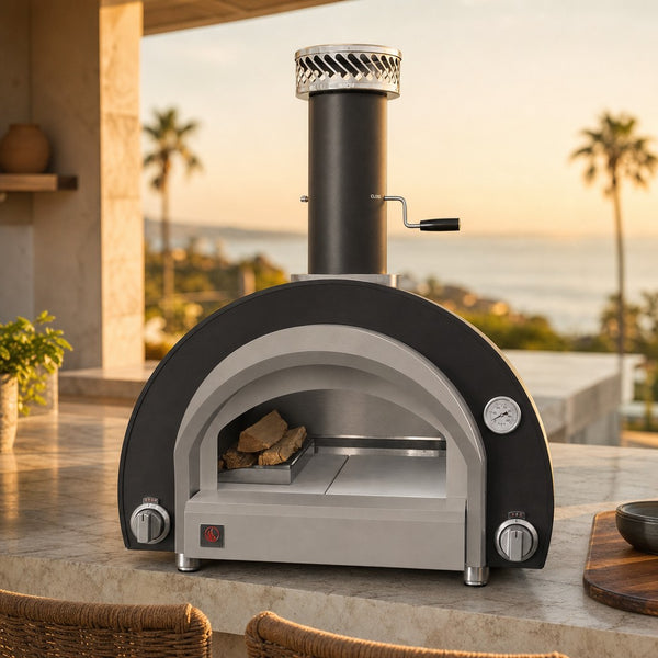 Summerset 32" Countertop Hybrid Gas & Wood-Fired Outdoor Pizza Oven — lifestyle