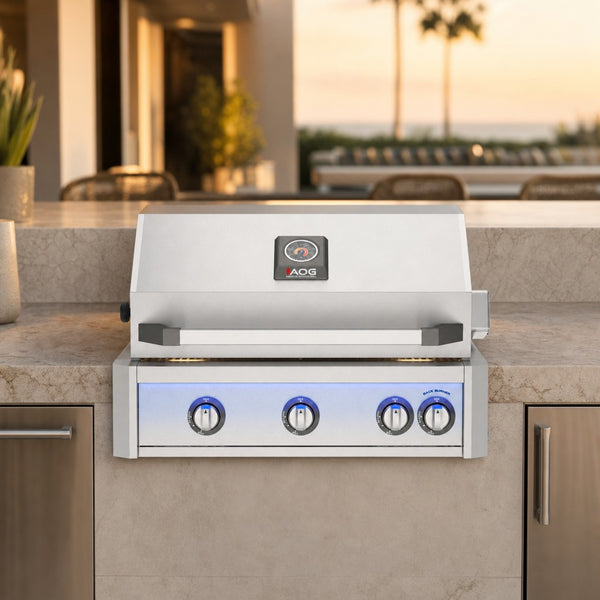 American Outdoor Grill 30" L-Series Built-In Gas Grill with Backburner, Rotisserie & Lights — lifestyle