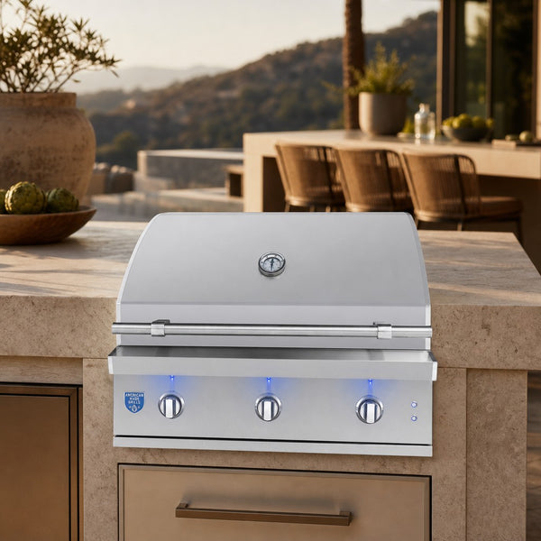 American Made Grills Atlas 36" Built-In Gas Grill with Briquette Trays — lifestyle