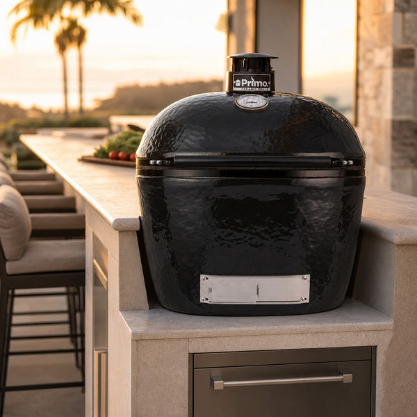Primo Oval X-Large 400 Ceramic Kamado Charcoal Grill Head — lifestyle