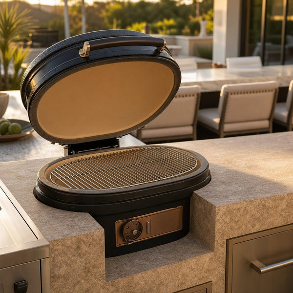 Primo Oval Large 300 Ceramic Kamado Charcoal Grill Head — lifestyle