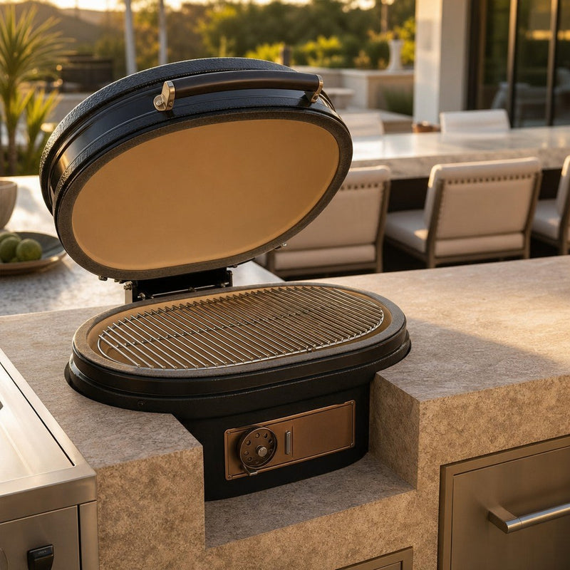 Primo Oval Large 300 Ceramic Kamado Charcoal Grill Head — lifestyle