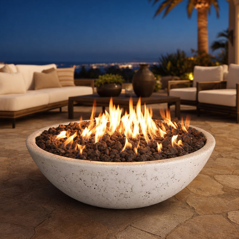 Grand Canyon 48" x 16" GFRC Round Fire Bowl — lifestyle