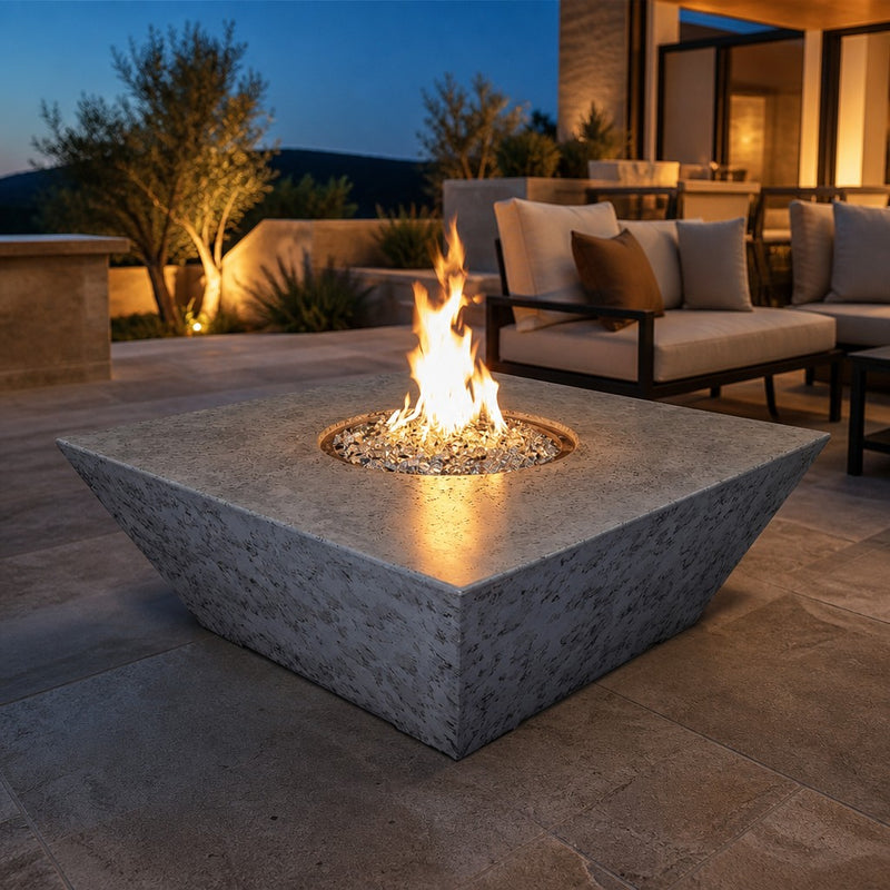 Grand Canyon Olympus Square 48" GFRC Gas Fire Table - Gray, Propane — lifestyle