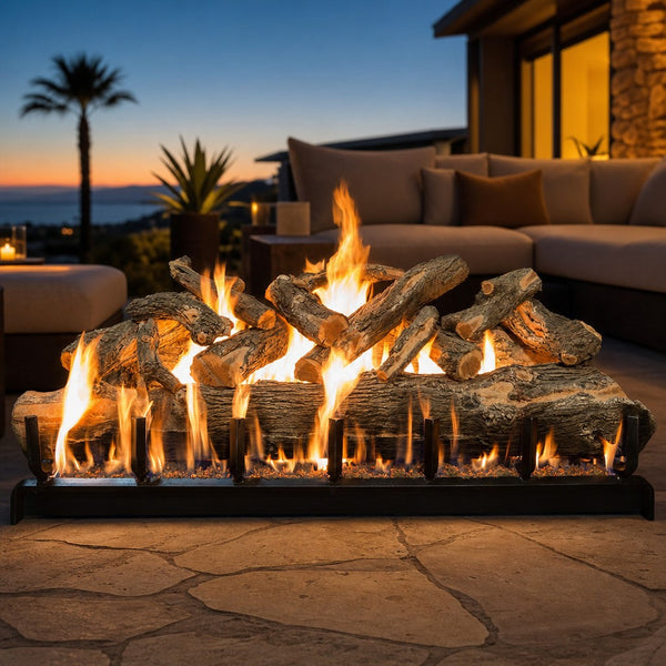 Grand Canyon 72" Arizona Weathered Oak Jumbo See-Through Vented Gas Log Set — lifestyle