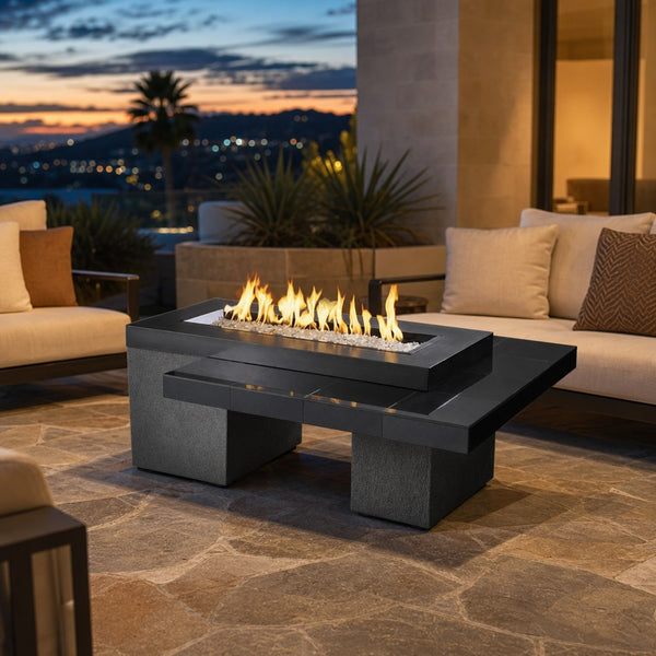 Uptown Black Manual Ignition Gas Fire Pit Table — lifestyle