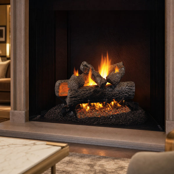 Real Fyre Golden Oak Designer + See-Through Vented Gas Logs — lifestyle