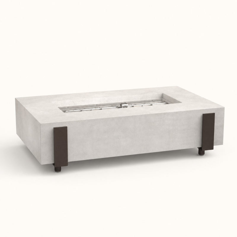 American Fyre Designs Iron Saddle 60" Rectangular GFRC Gas Fire Table — studio