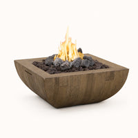 American Fyre Designs 36" Reclaimed Wood Bordeaux Square Fire Bowl — studio