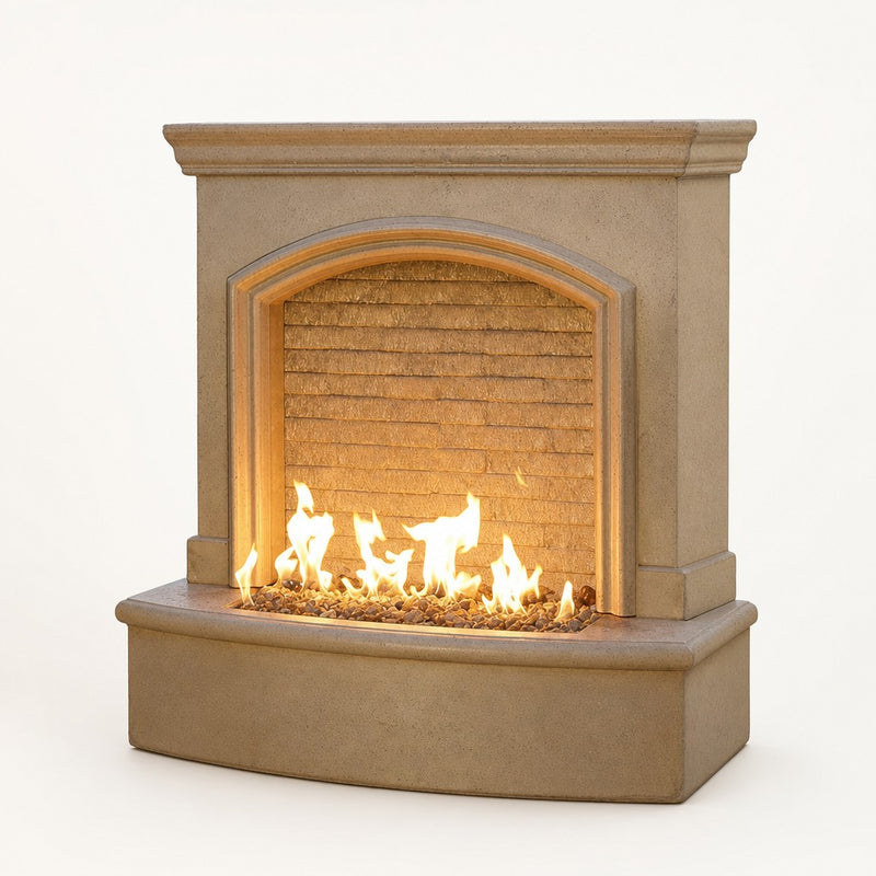 American Fyre Designs Small Firefall Gas Fire & Water Feature - Cafe Blanco — studio