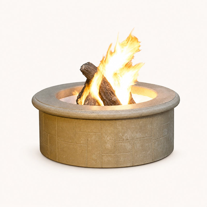 American Fyre Designs El Dorado 39" Round Gas Fire Pit - Light Basalt, Natural Gas — studio