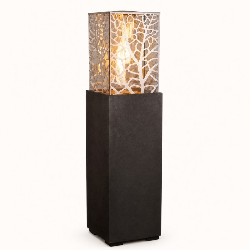 American Fyre Designs Magnolia Lantern 16" Square Gas Fire Tower - Black Lava — studio