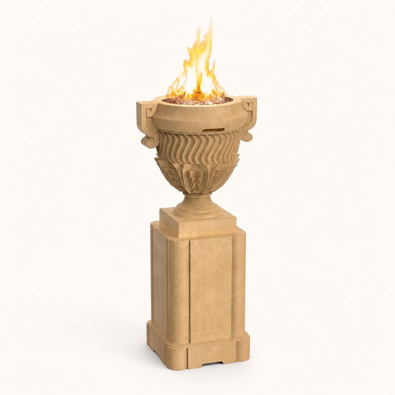 American Fyre Designs Piage 26" Gas Fire Urn with Pedestal - Café Blanco — studio