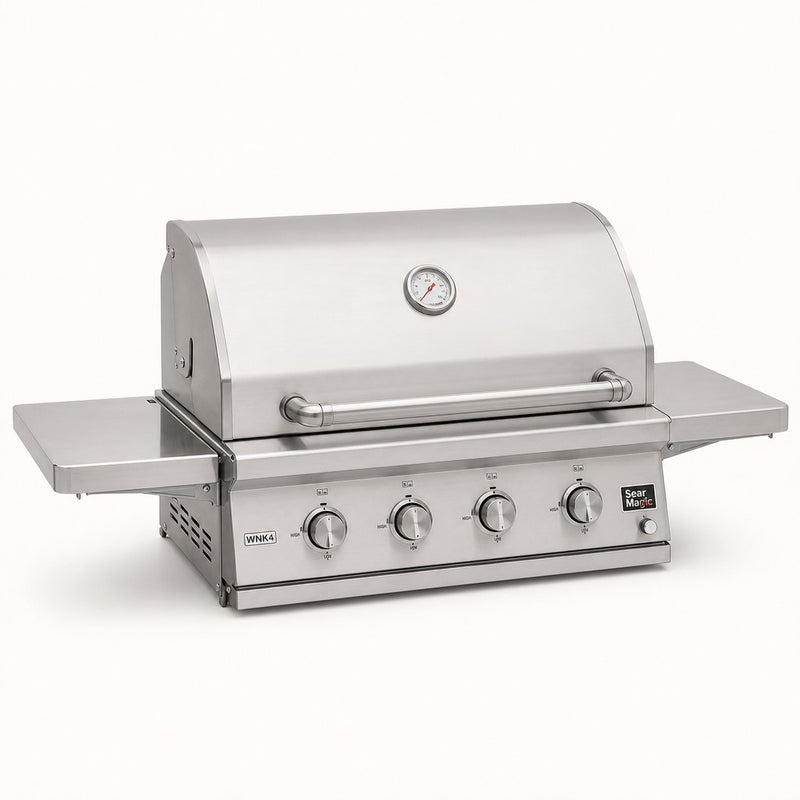 MHP WNK4 Gas Grill Head with SearMagic Grids & Folding Shelves — studio