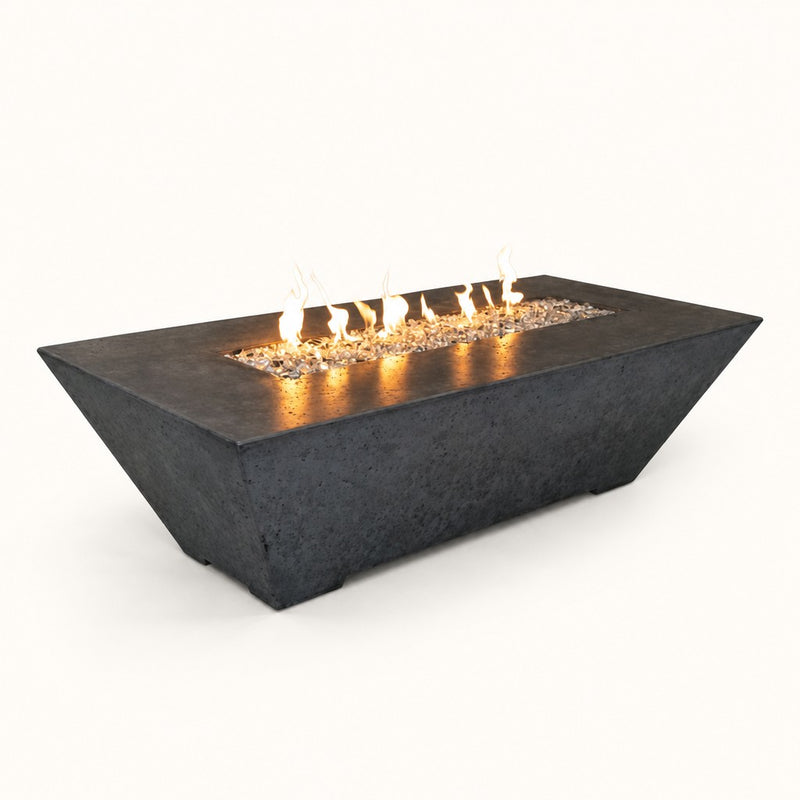 Grand Canyon Olympus Extra-Tall Rectangular GFRC Fire Pit Table - 60" x 30" x 24" Black, Propane — studio