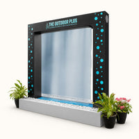 The Outdoor Plus Paradise Fall 96" LED Waterfall Feature — Metal Powder Coat with Copper Rainfall Scupper — studio