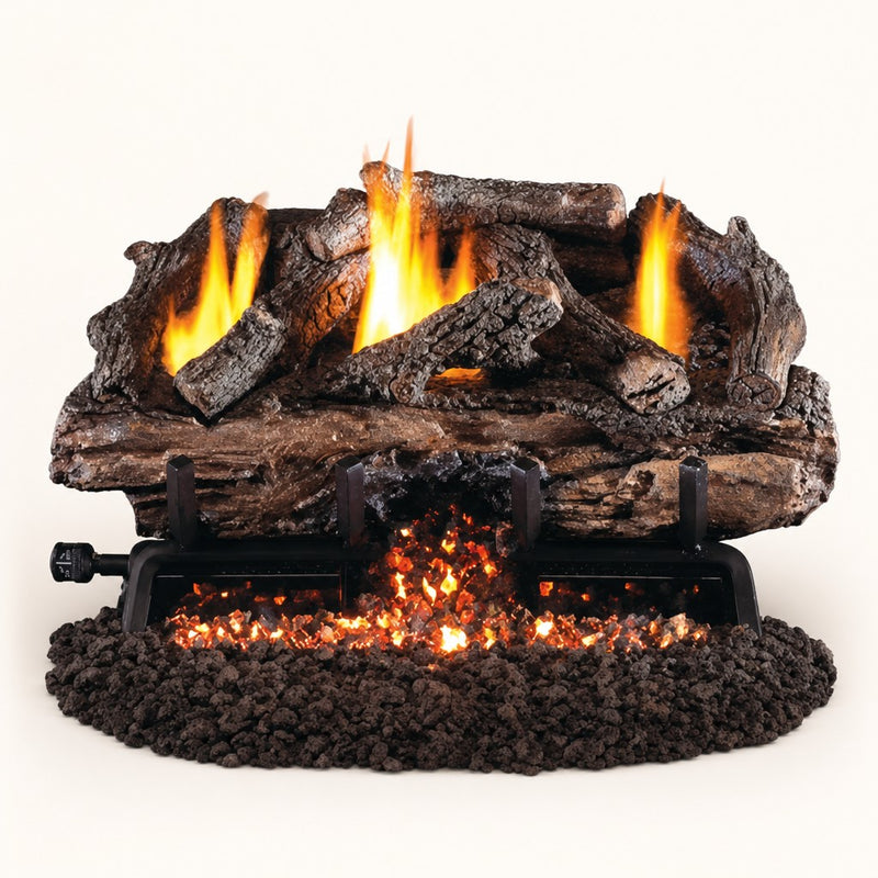 Peterson Real Fyre Charred Aged Split Ventless Refractory Gas Log Set — studio