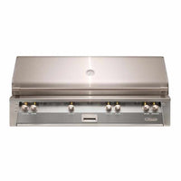 Alfresco ALXE 56-inch built-in natural gas grill in signal gray with sear zone and rotisserie features