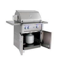 Alturi 30" Freestanding Grill — propane cylinder storage shown; cylinder not included
